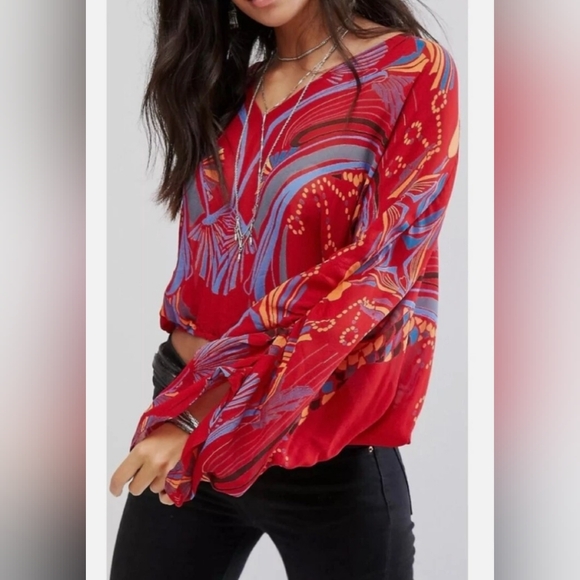 Free People Tops - 💎 Free People Women's Top Beneath The Sea Dolman Sleeve Sheer Boho